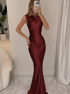 Barcelona - Vestido Maxi Borgonha