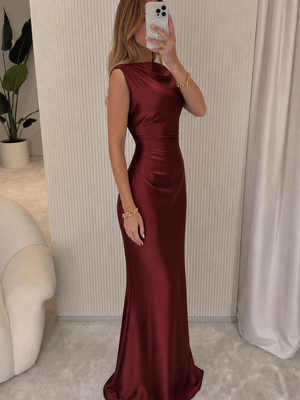 Barcelona - Vestido Maxi Borgonha