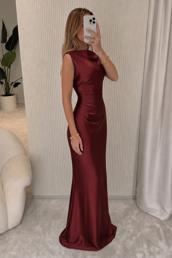 Barcelona - Vestido Maxi Borgonha