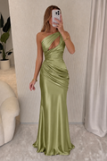 Carolina - Vestido Maxi Verde-Azeitona Claro