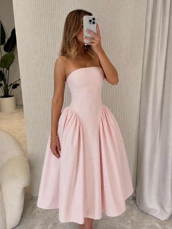 Anabela  — Rosa-Claro Vestido Midi
