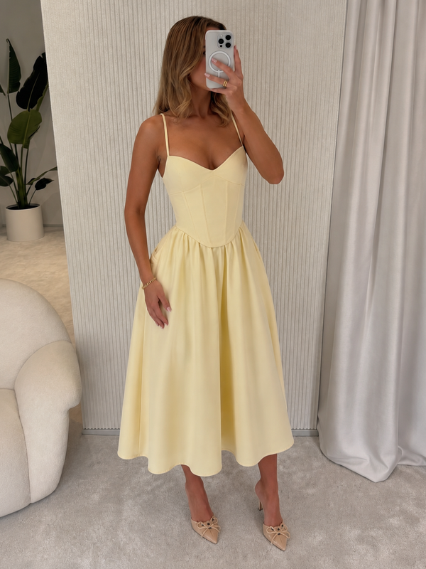 Diana - Vestido Midi Amarelo