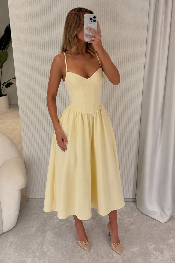 Diana - Vestido Midi Amarelo