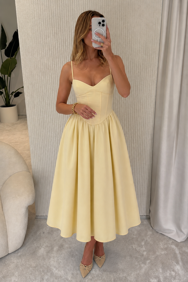 Diana - Vestido Midi Amarelo