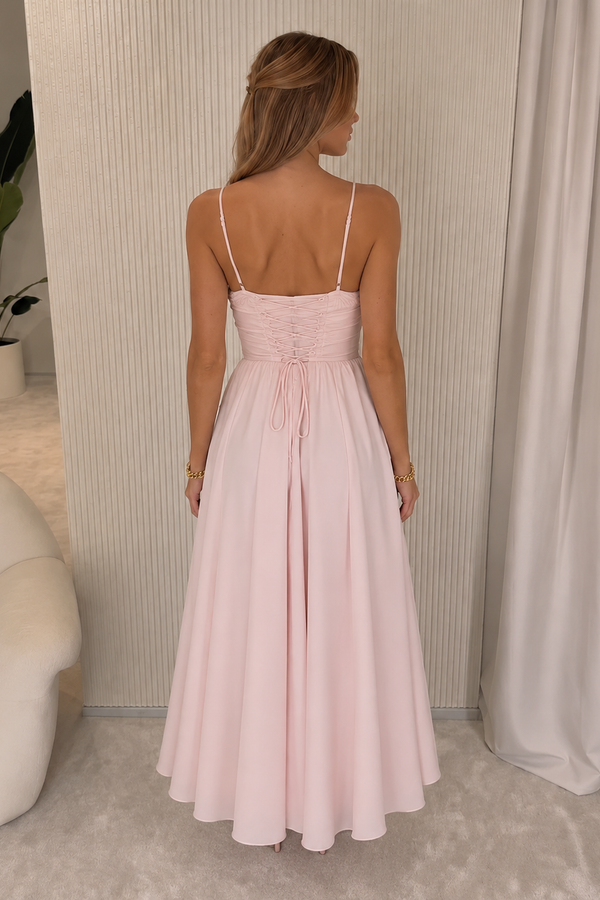 Diana - Vestido Midi Rosa-Claro