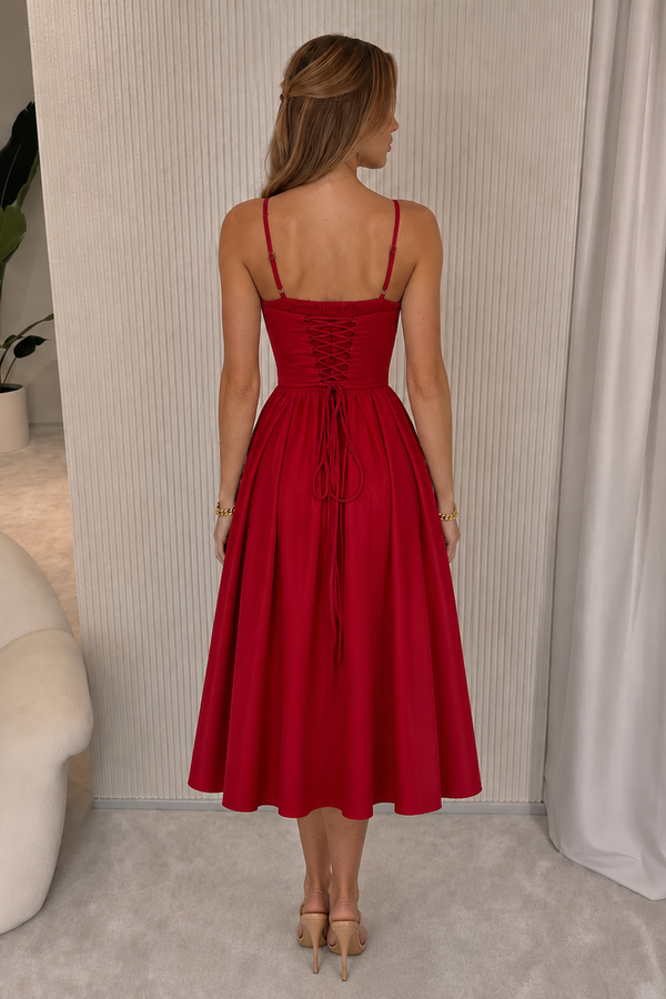 Diana — Vestido Midi Vermelho