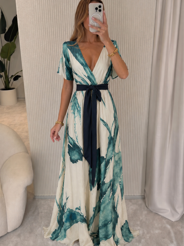 Catarina - Vestido Longo Estampa Aquarela