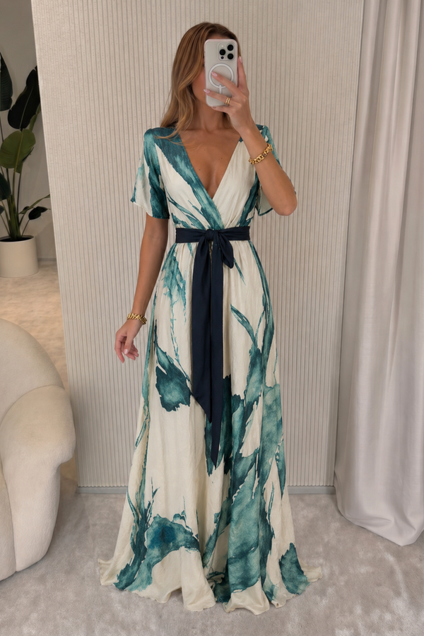 Catarina - Vestido Longo Estampa Aquarela