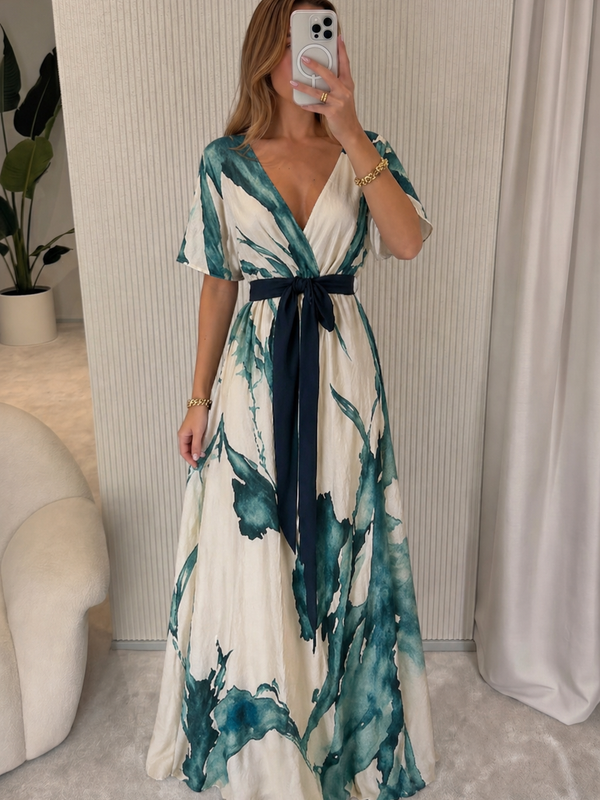 Catarina - Vestido Longo Estampa Aquarela