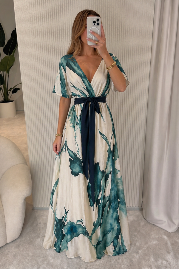 Catarina - Vestido Longo Estampa Aquarela