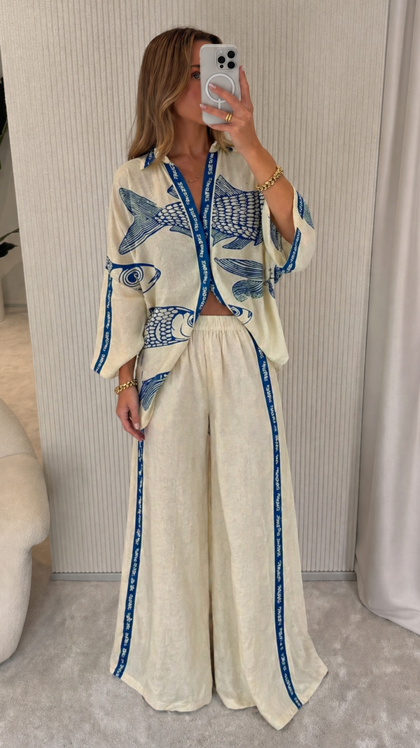 Laila - Conjunto Estampa Azul Peixe