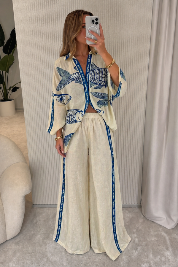 Laila - Conjunto Estampa Azul Peixe