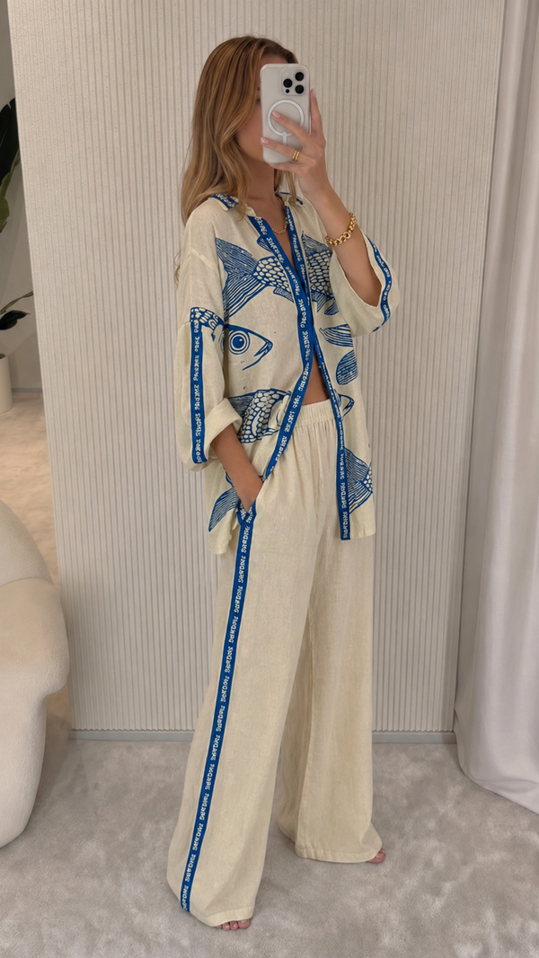 Laila - Conjunto Estampa Azul Peixe