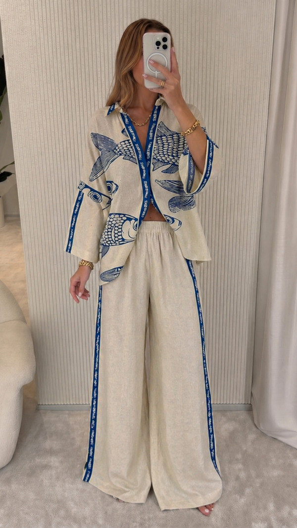 Laila - Conjunto Estampa Azul Peixe