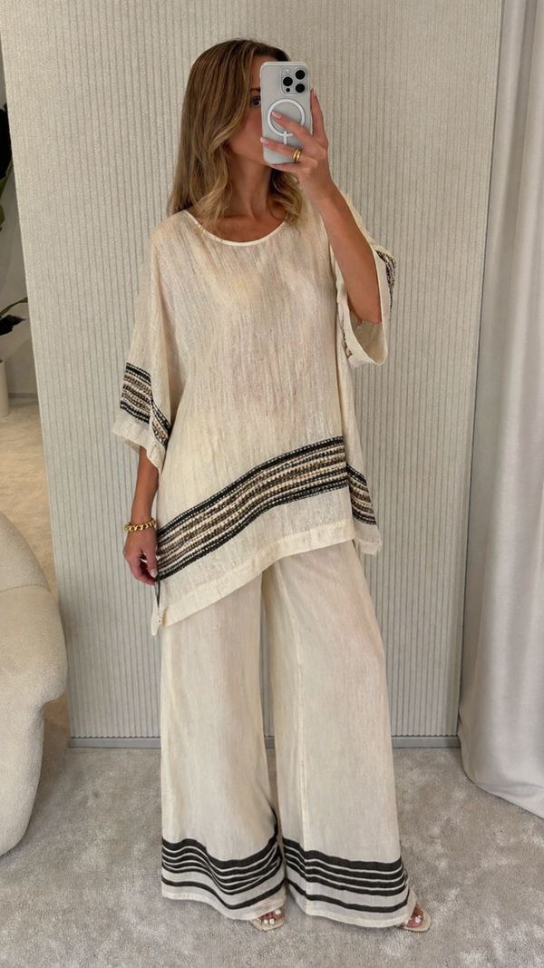 Amina - Conjunto Elegante Linho Bambu