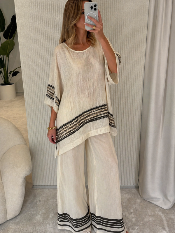 Amina - Conjunto Elegante Linho Bambu