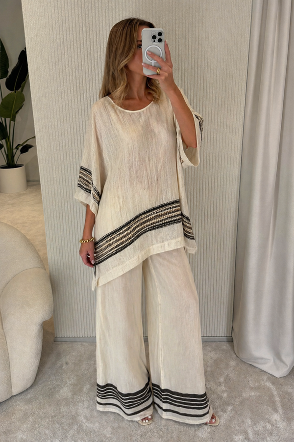 Amina - Conjunto Elegante Linho Bambu