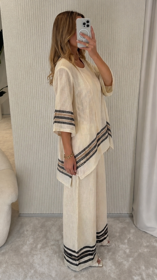 Amina - Conjunto Elegante Linho Bambu