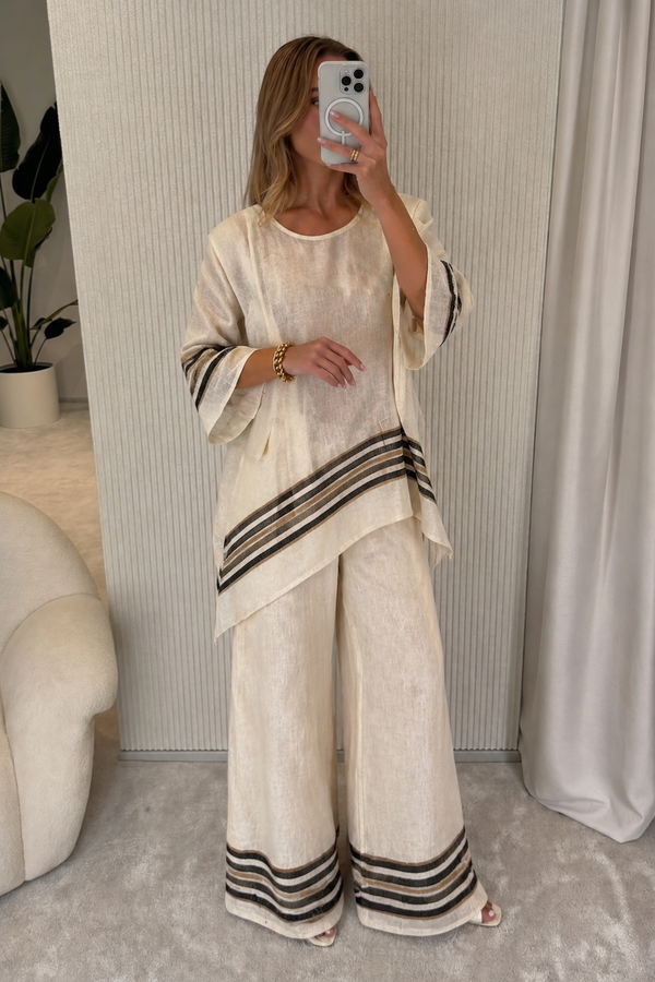 Amina - Conjunto Elegante Linho Bambu