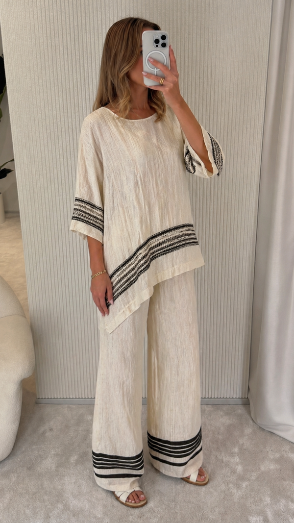 Amina - Conjunto Elegante Linho Bambu