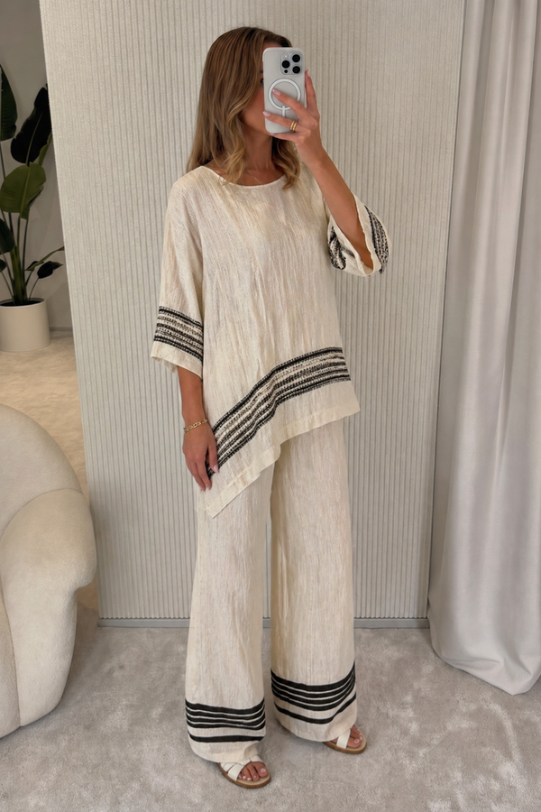 Amina - Conjunto Elegante Linho Bambu