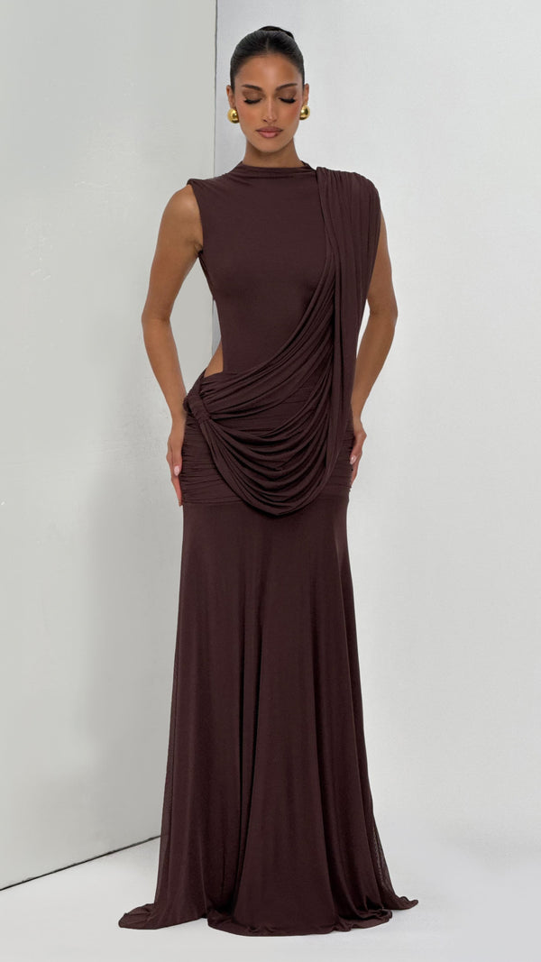 Mireya Maxi Dress - Plum Brown