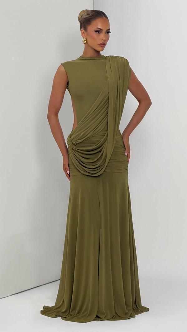 Mireya Maxi Dress - Deep Olive