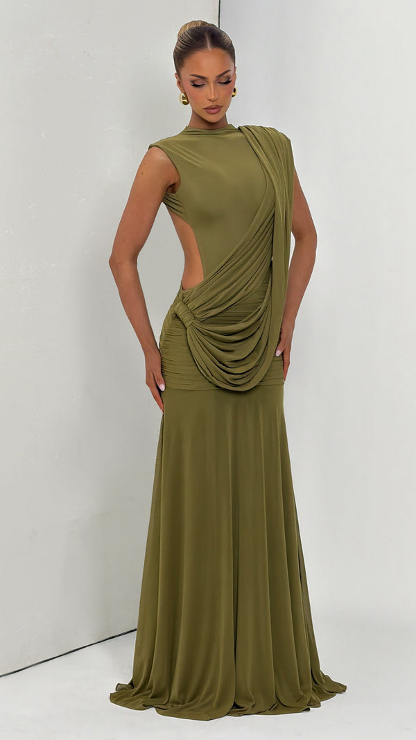 Mireya Maxi Dress - Deep Olive