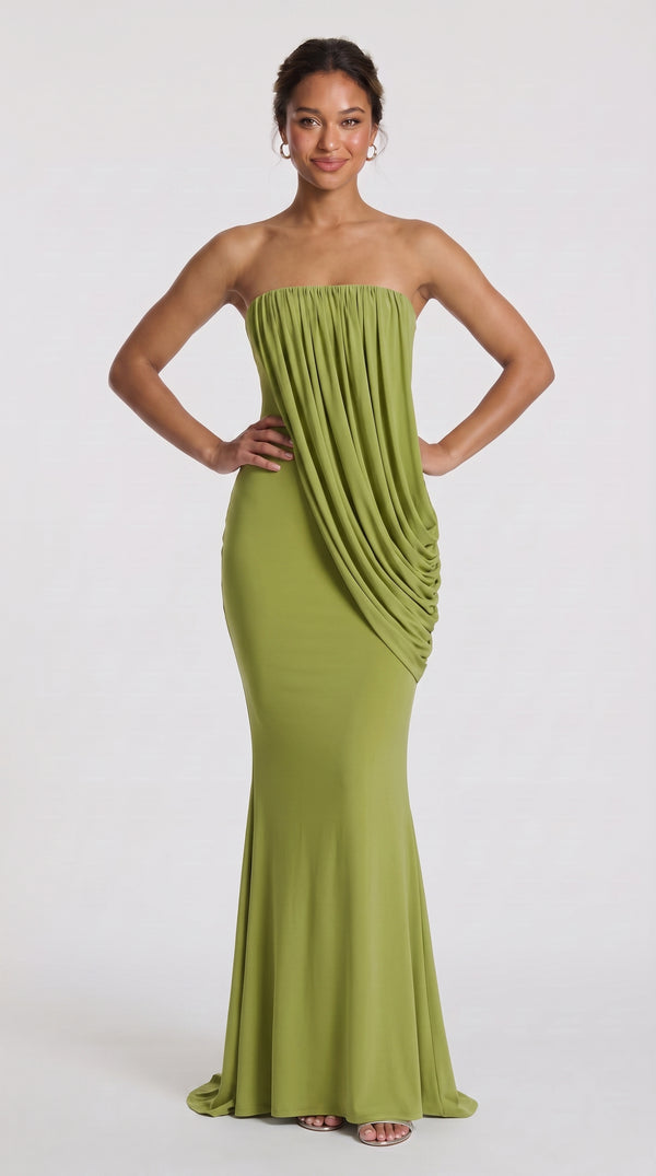 Vienna - Vestido Maxi Verde-Azeitona