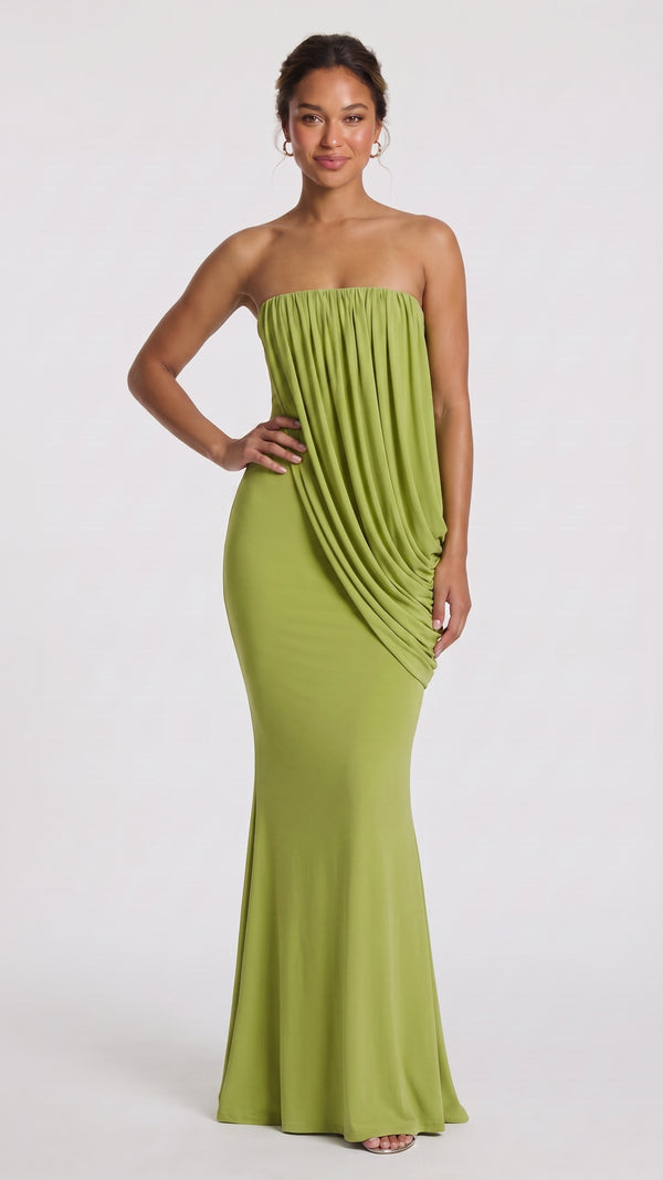 Vienna - Vestido Maxi Verde-Azeitona