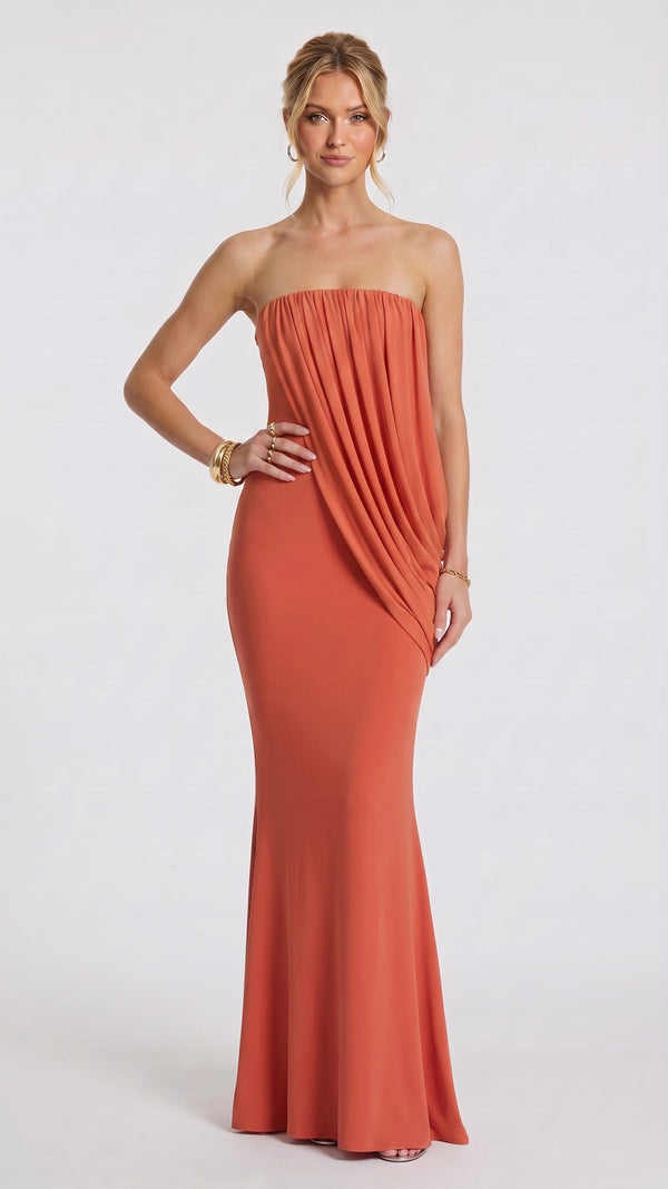 Vienna - Vestido Maxi Laranja Queimado