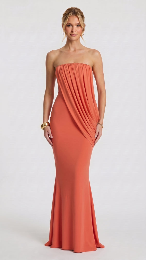 Vienna - Vestido Maxi Laranja Queimado