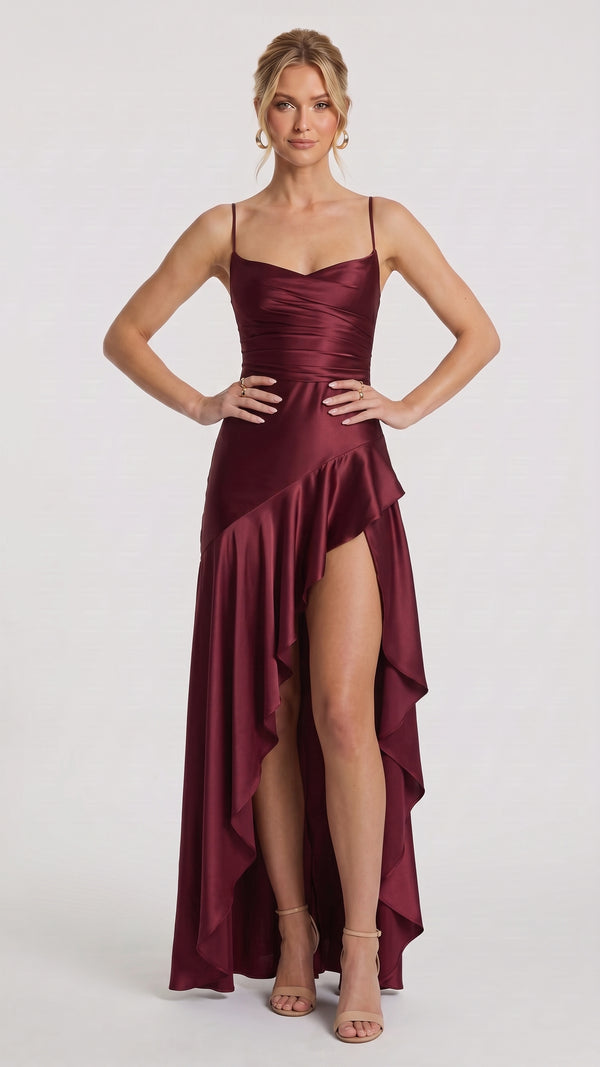 Samira - Vestido Maxi Vermelho Cereja