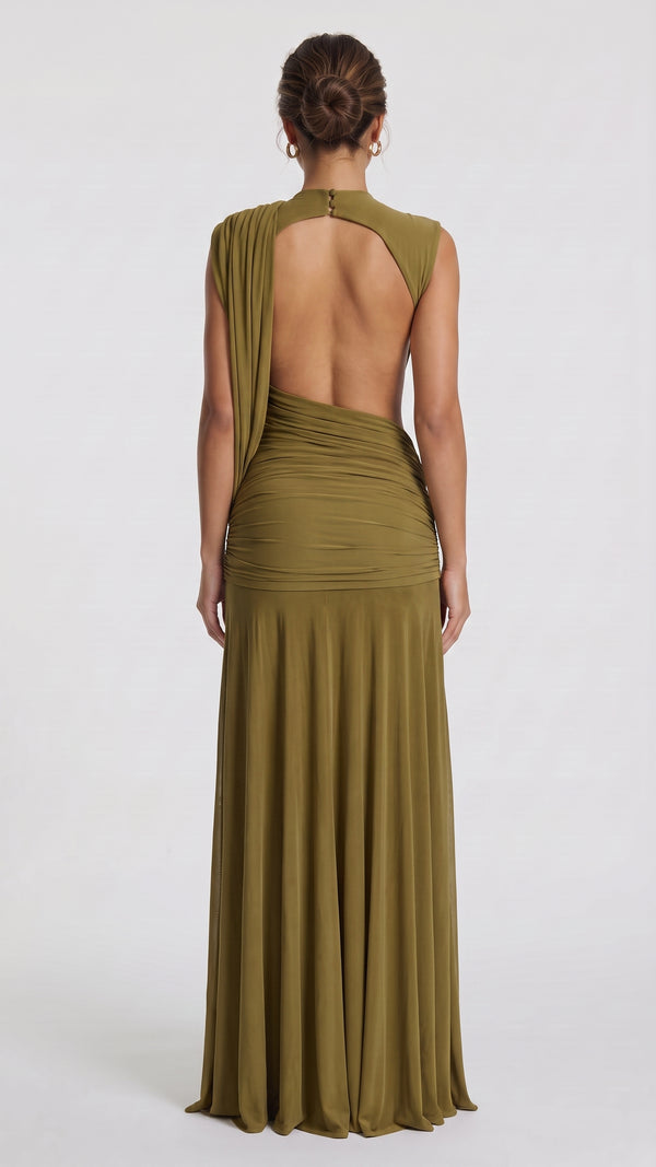 Camila - Vestido Maxi Verde Azeitona
