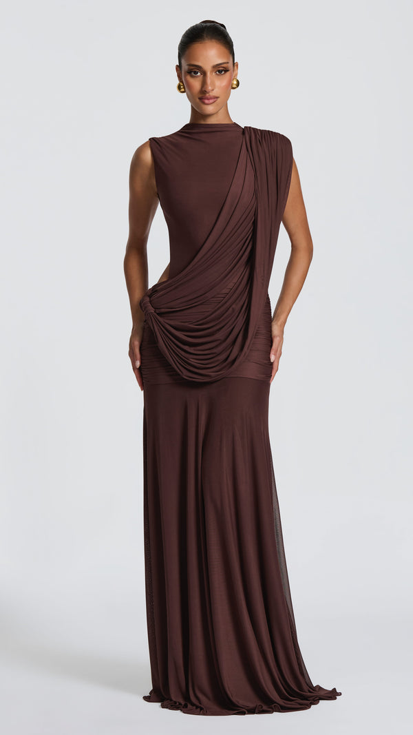 Mireya Maxi Dress - Plum Brown