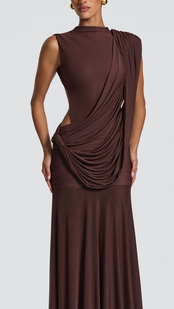 Mireya Maxi Dress - Plum Brown