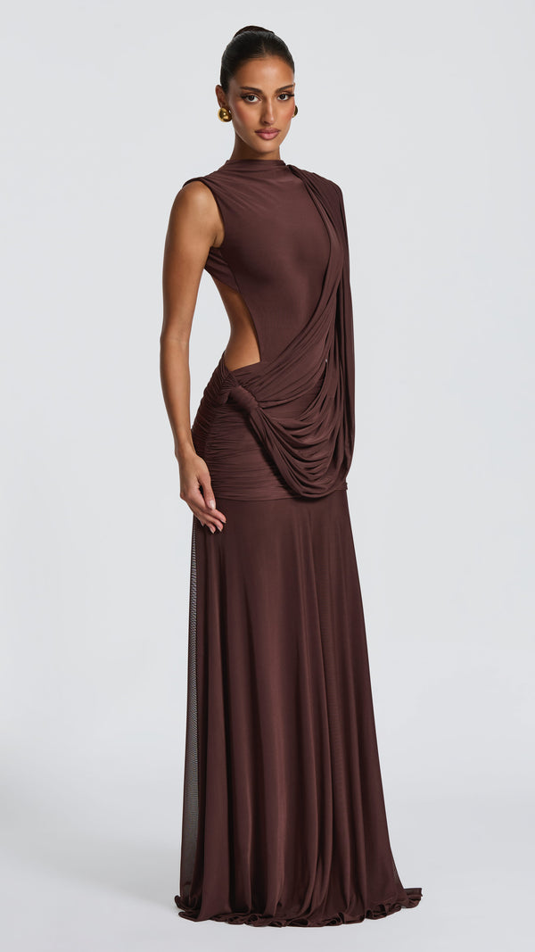Mireya Maxi Dress - Plum Brown