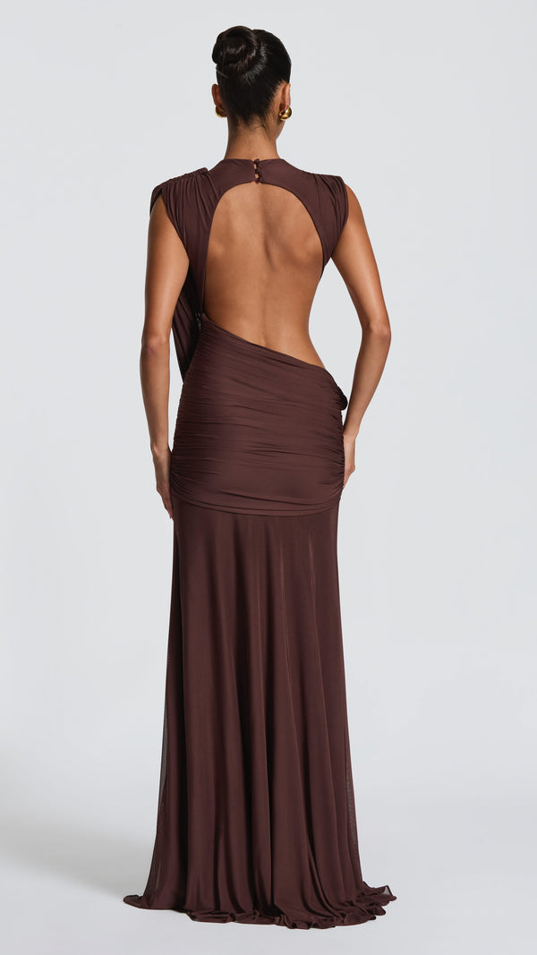 Mireya Maxi Dress - Plum Brown