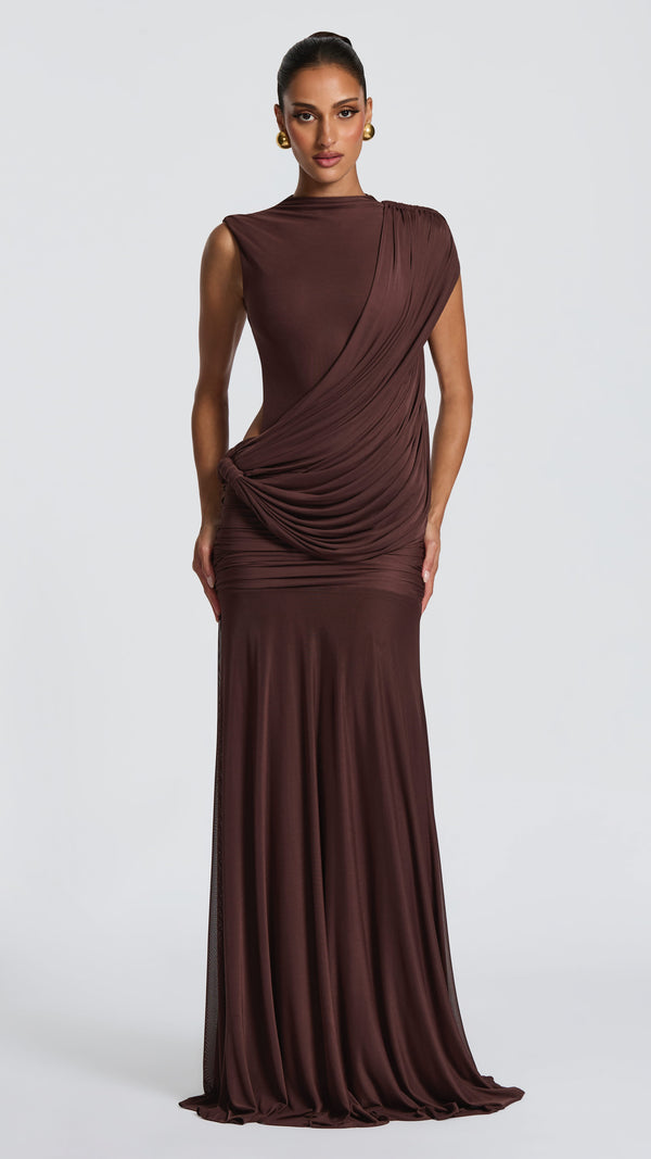 Mireya Maxi Dress - Plum Brown