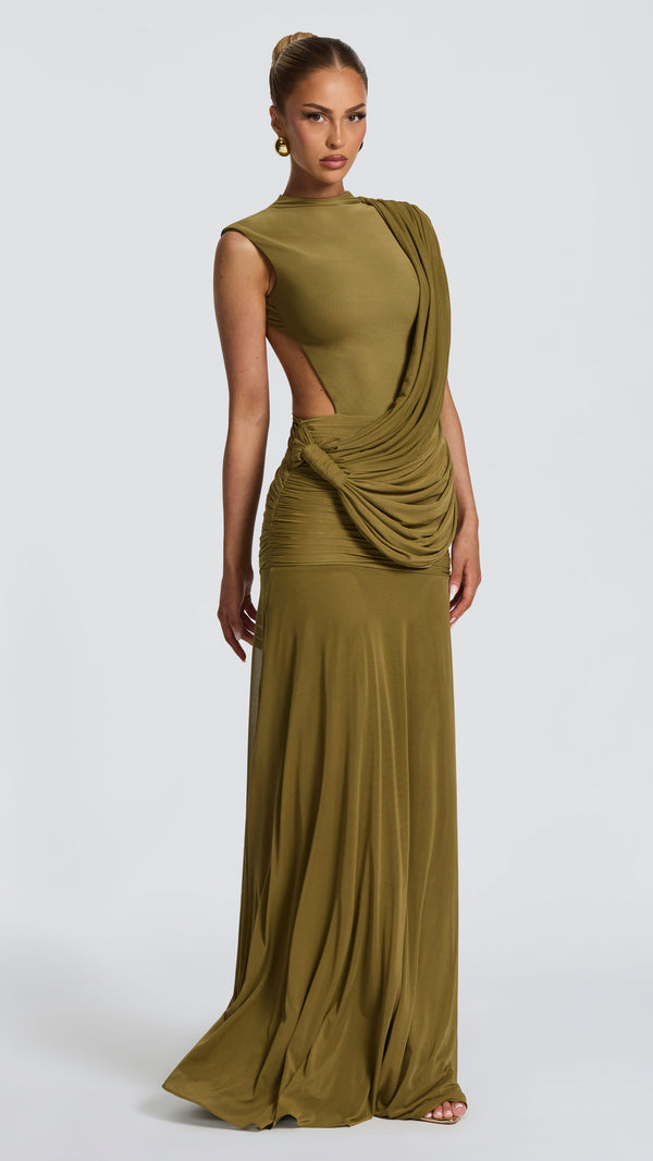 Mireya Maxi Dress - Deep Olive