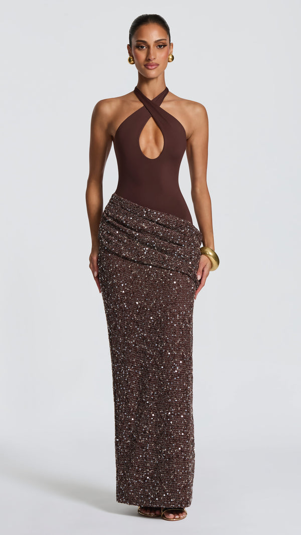 Solea Maxi Dress - Plum Brown