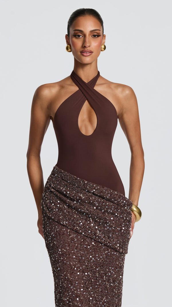 Solea Maxi Dress - Plum Brown