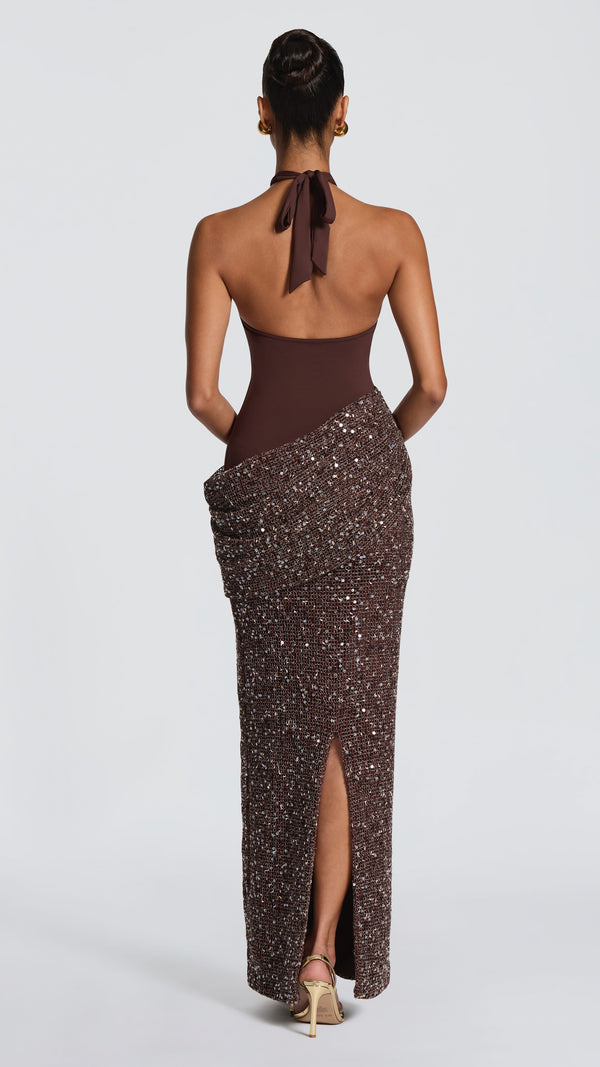 Solea Maxi Dress - Plum Brown