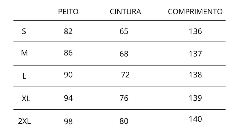 Guia de Tamanhos - Luna - Vestido Maxi Elegante