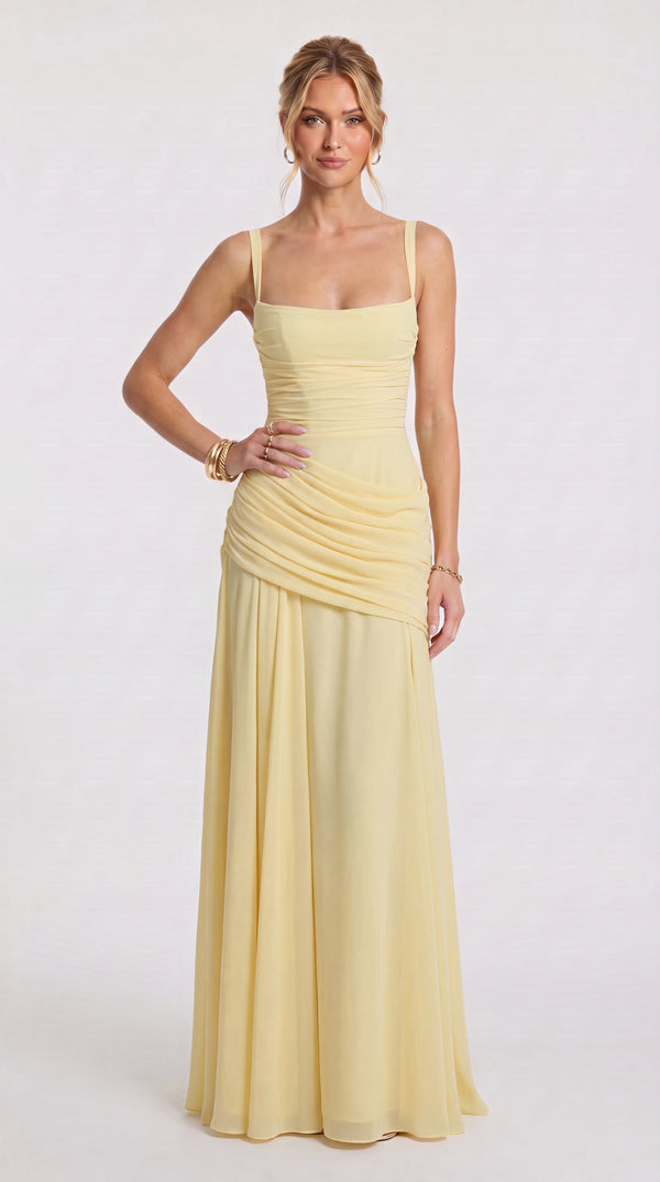 Amália - Vestido Maxi Amarelo Limão