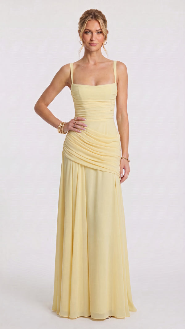 Amália - Vestido Maxi Amarelo Limão