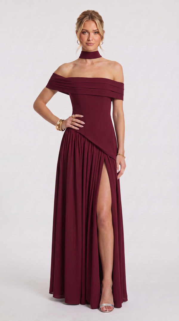 Cecília - Vestido Maxi Bordeaux