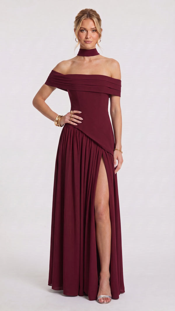 Cecília - Vestido Maxi Bordeaux