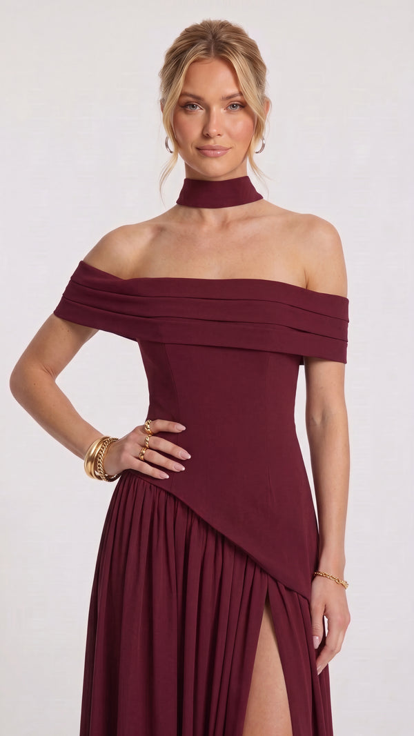 Cecília - Vestido Maxi Bordeaux