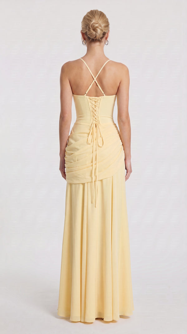 Amália - Vestido Maxi Amarelo Limão